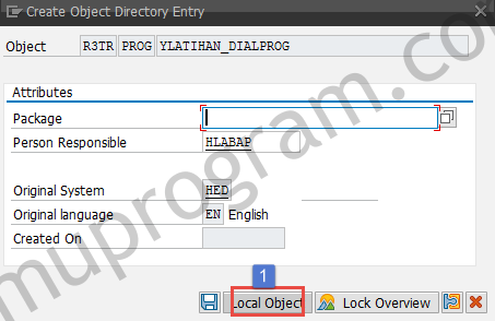 CREATE OBJECT DIRECTORY ENTRY - PROGRAMMING DIALOG