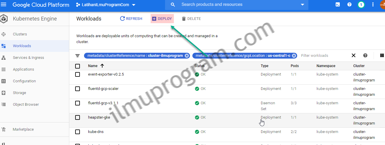 Membuat Kubernetes Engine (GKE) pada Console Google Cloud Platform ...