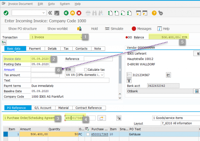 create-blocked-invoices-with-miro-in-sap-ides-from-purchase-order