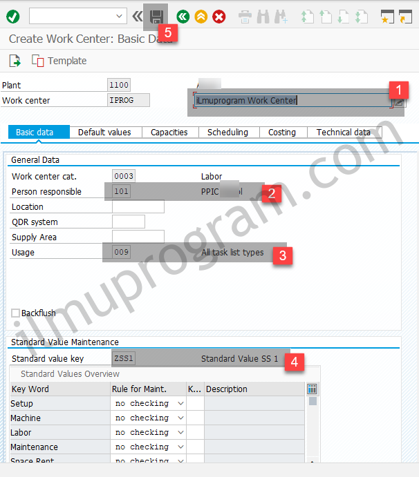 Module PP - Create Work Center Inputan